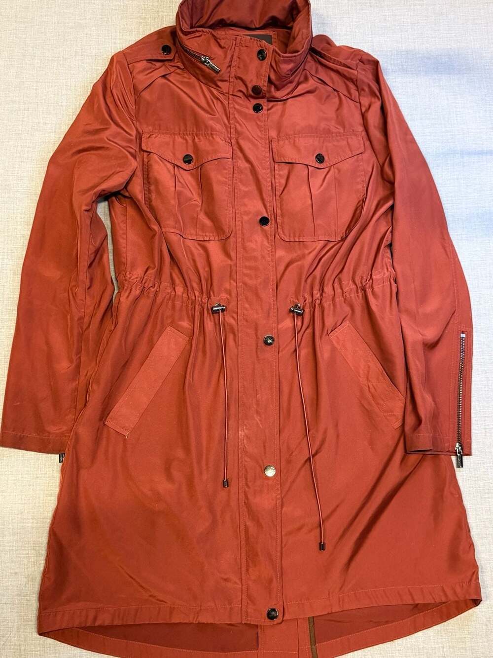 Badgley Mischka Dakota Water Repellent Anorak Jacket Rust Orange Size M - Picture 1 of 5